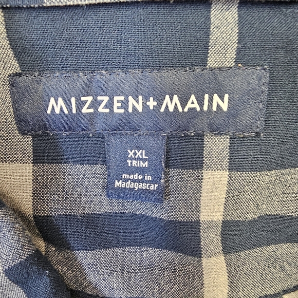 Mizzen + Main Flannel Button Shirt Men's Size XXL Trim Navy Plaid - Picture 7 of 8